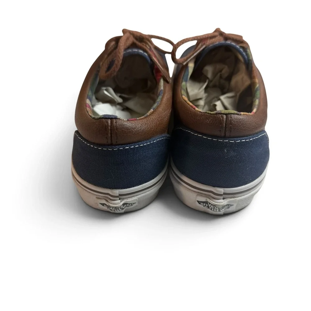 Vans Era 59 Navy Blue Brown Plaid Mens 8 Low Top Skate Shoes TB4R